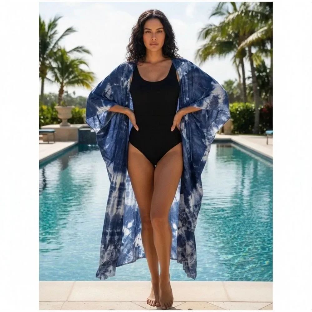 American Eagle Duster Womens One Size Kimono Tie Dye Beachy Cover Up Coastal NWT